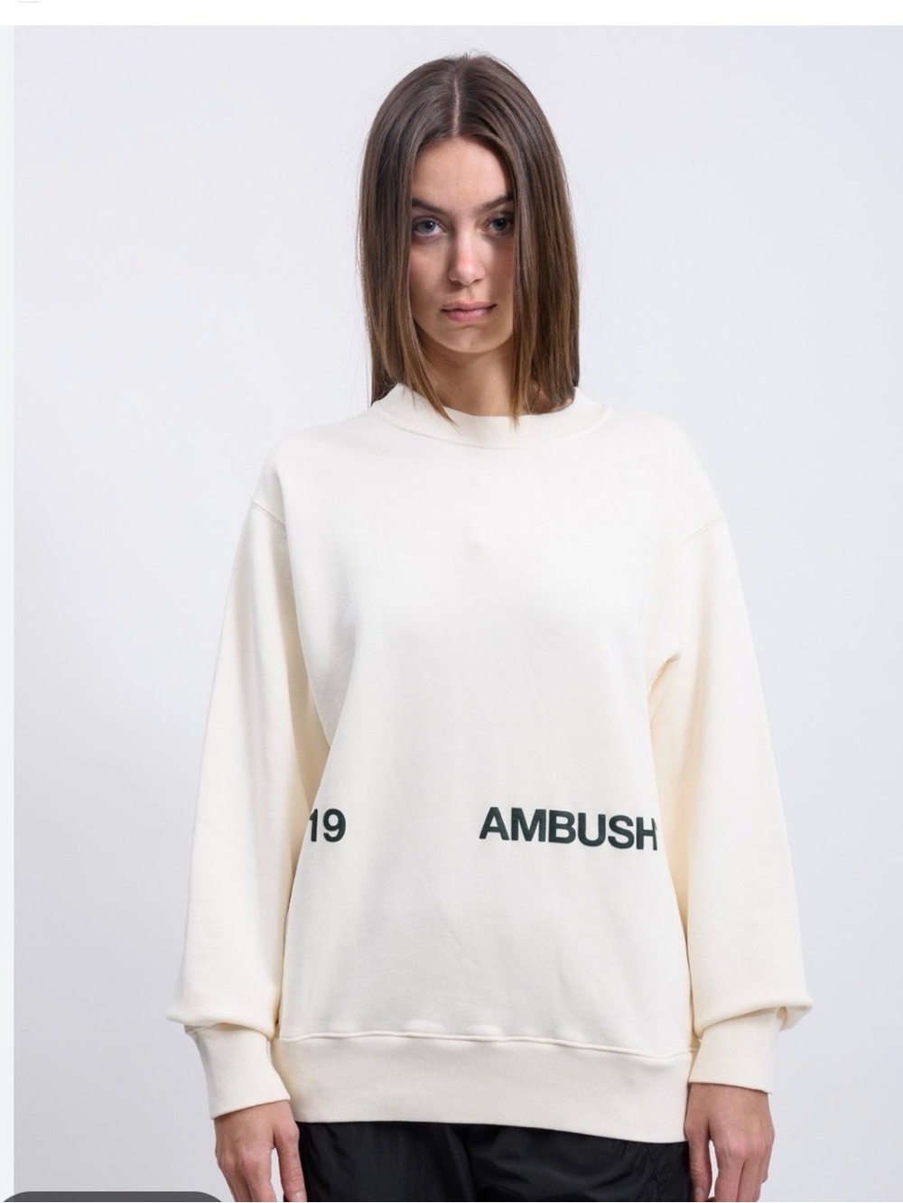AMBUSH Cream Logo Pullover Sweatshirt - Women's Relaxed Crew